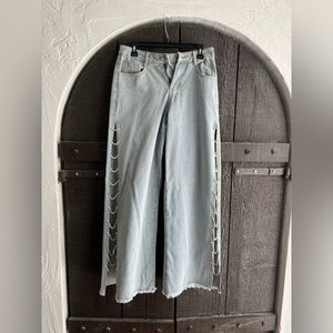 Rhinestone cutout jeans